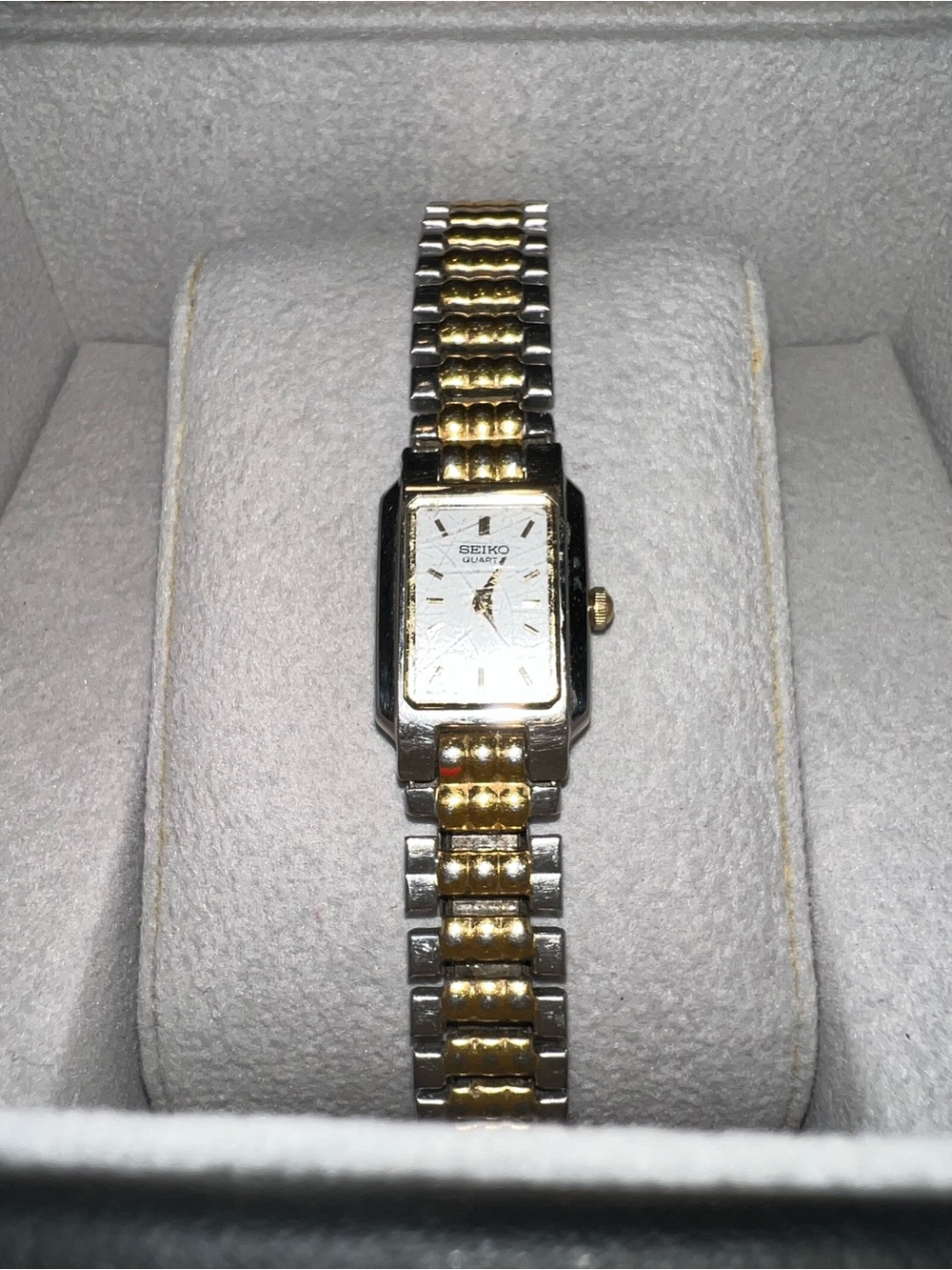 Seiko Two-Tone Gold and Silver Rectangular Women's Quartz Watch